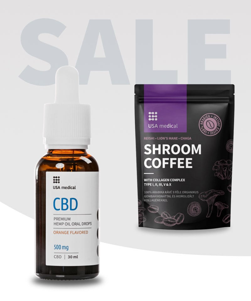 CBD Olaj 500 mg + Gomba kávé kollagénnel és 100% arabikával