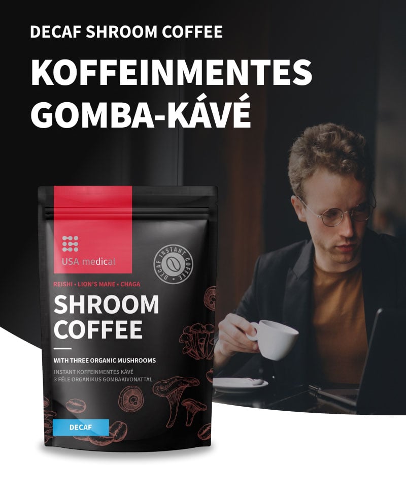 Koffeinmentes gomba-kávé 3 organikus gombakivonattal