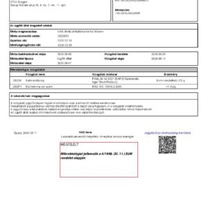A jegyzőkönyv első oldala: Mikrobiológiai vizsgálat